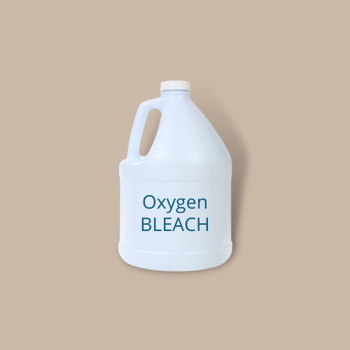 bottle of oxygen bleach against brown background