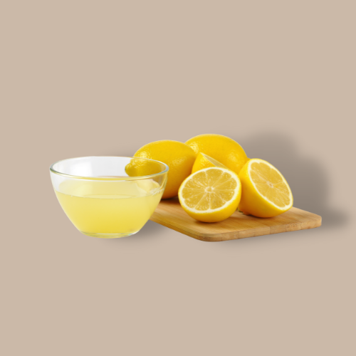 lemons and lemon juice against brown background