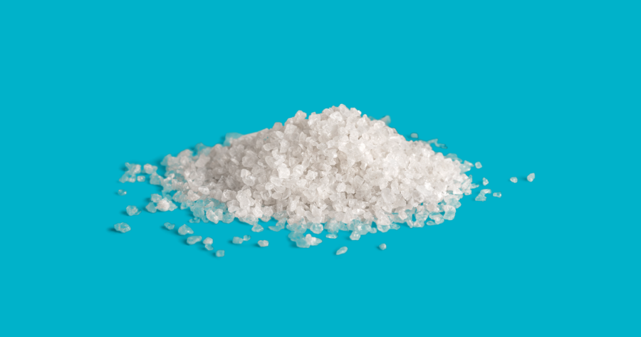 rock salt against blue background