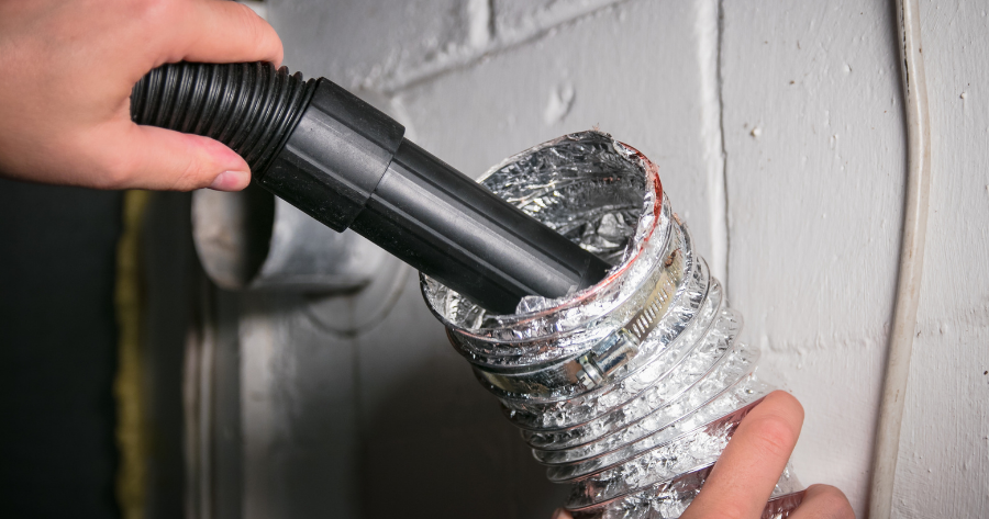 vacuuming a flexible dryer vent hose