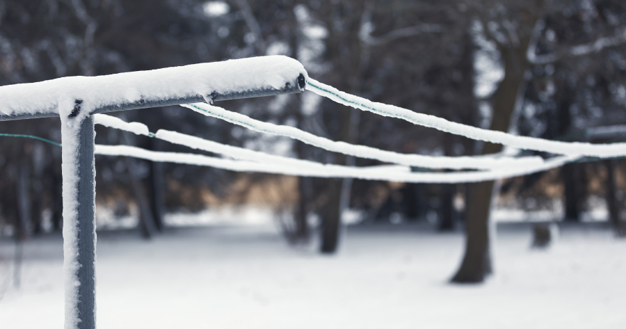 freezing clothesline during winter