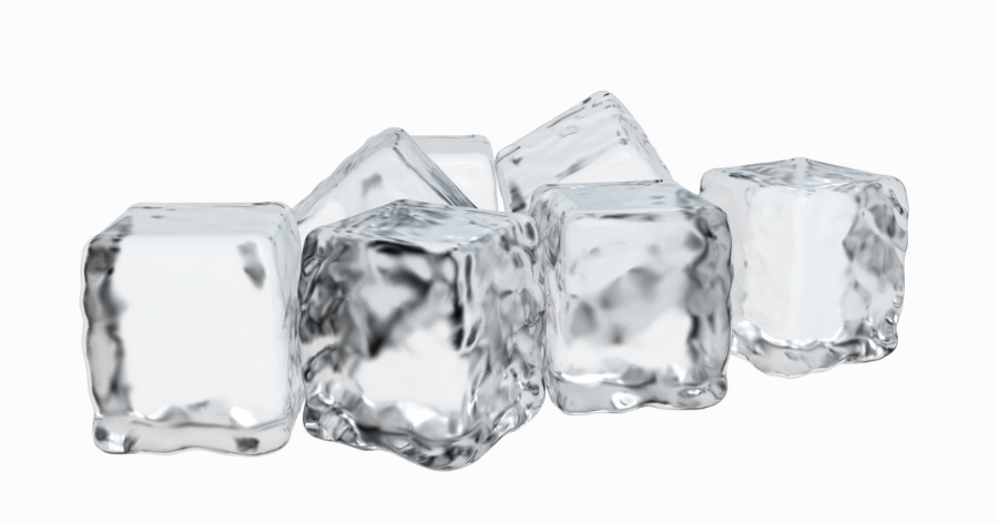 ice cubes against white background